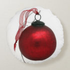 Ruby-red crackle glaze ornament with ribbon
