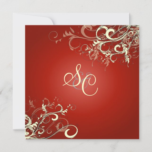 RUBY RED + CREAM SWIRLS INVITATION (Front)