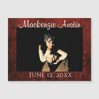 Ruby Red Crimson Photo Graduation Keepsake Magnet