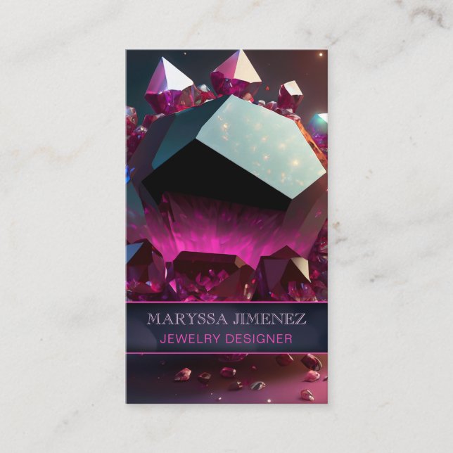 Ruby Red Crystal Gemstone Elegance Luxury Modern  Business Card (Front)