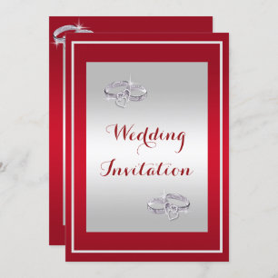Ruby Red & Diamond Wedding Rings Wedding Invitation