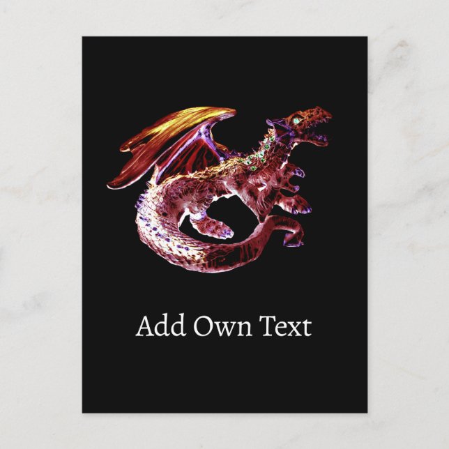 Ruby Red Dragon Fiery Fantasy Mythical Beast Art Holiday Postcard (Front)
