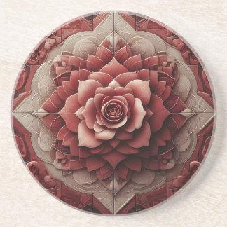 Ruby Red Elegance 3D Sandstone Coaster