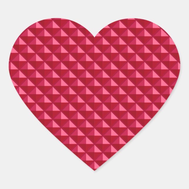 Ruby red, enamel look, studded grid heart sticker (Front)