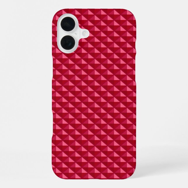 Ruby red, enamel look, studded grid iPhone case (Back)