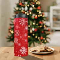 Ruby Red Festive Christmas White Snowflakes 