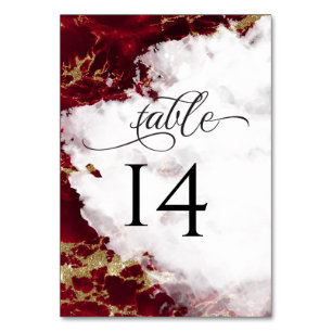 Ruby Red Garnet Watercolor Geode  BarefootBride™ Table Number