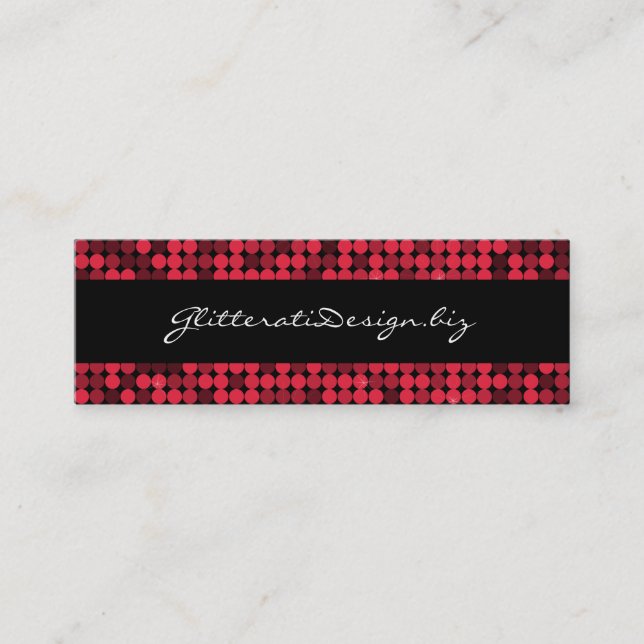 Ruby Red Glam Skinny Bizcard Mini Business Card (Front)
