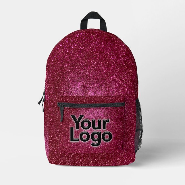 Ruby Red Glam Sparkly Glitter Professional Logo Printed Backpack (Front)