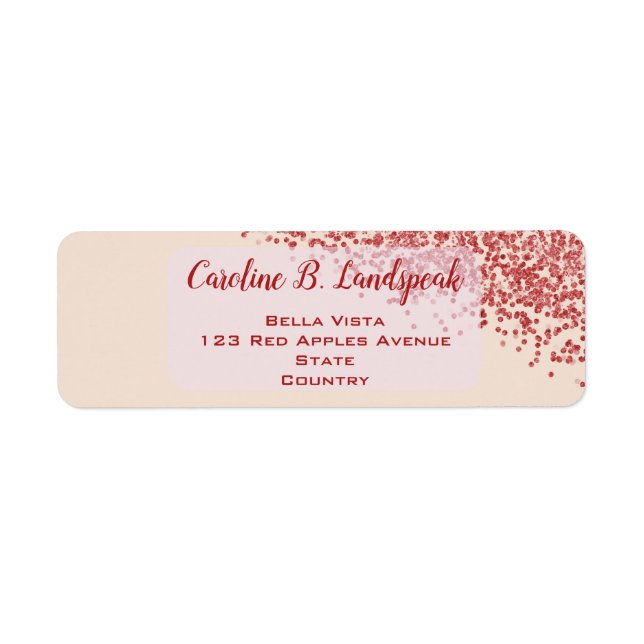 Ruby Red Glitter Champagne Birthday Return Address Label (Front)