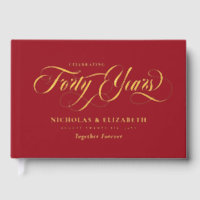 Ruby Red Gold Foil 40th Wedding Anniversary
