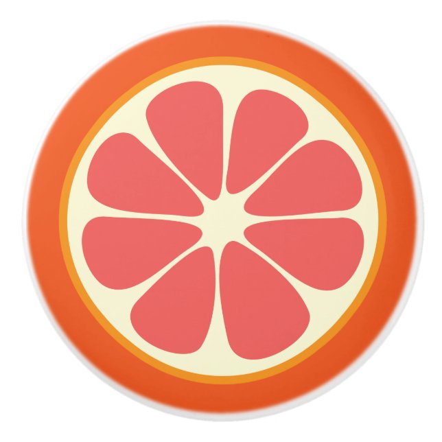 Ruby Red Grapefruit Juicy Sweet Citrus Fruit Slice Ceramic Knob (Front)
