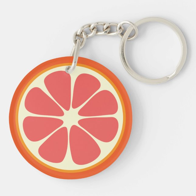 Ruby Red Grapefruit Juicy Sweet Citrus Fruit Slice Key Ring (Back)