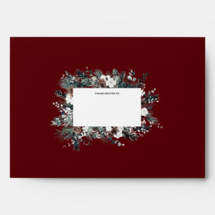 Ruby Red Greenery Vintage Christmas Mailing Envelope