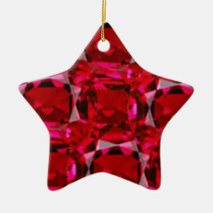RUBY RED JULY GEM BIRTHSTONE DECORATIVE DESIGN CERAMIC TREE DECORATION