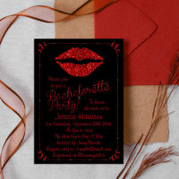 Ruby Red Lips Glitter Effect Bachelorette Party