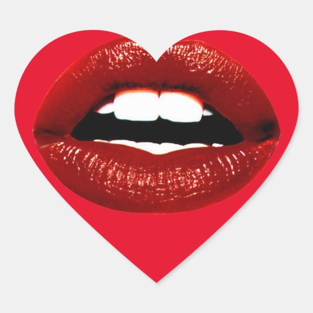 Ruby Red Lips Heart Sticker (Front)