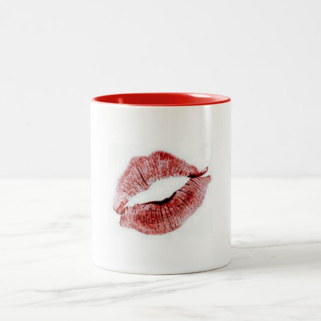 "RUBY RED LIPS" ON COFFEE MUG (GREAT GIFT) (Center)