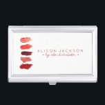 Ruby red lipstick swatches lip colour distributor business card holder<br><div class="desc">Stylish, simple and eye catching lipstick colours swatches business card case in ruby red and white with simple elegant script. Brings a classy fancy look - suitable for beauty products, LipSense lipstick and makeup products distributors, nail technicians, beauty bloggers, salon, makeup artists. ---- If you need assistance, please contact me!...</div>