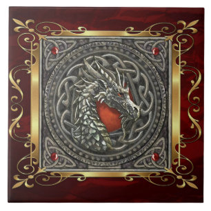 Ruby Red Mediaeval Witchcraft Ritual Alter Ceramic Tile
