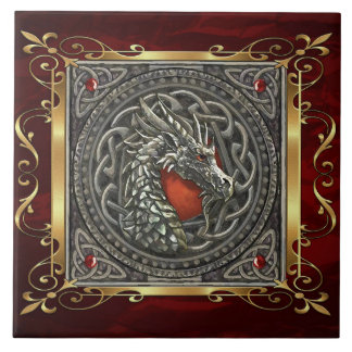 Ruby Red Mediaeval Witchcraft Ritual Alter Ceramic Tile