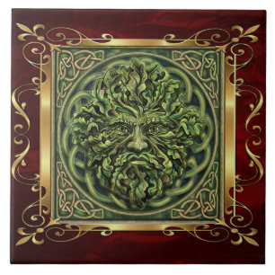 Ruby Red Mediaeval Witchcraft Ritual Alter Tile