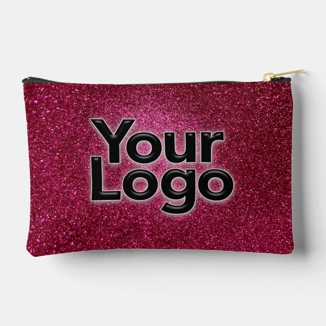 Ruby Red Metallic Sparkly Glitter Luxury Business  Accessory Pouch (Back)