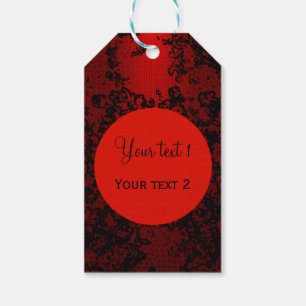 Ruby red on black floral vibrant elegant gift tags