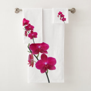 Ruby Red Orchids Bath Towels