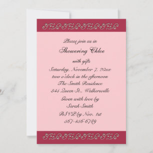 Ruby Red, Pink and Pearls Bridal Shower Invitation
