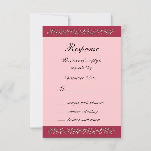 Ruby Red, Pink and Pearls RSVP (Front)