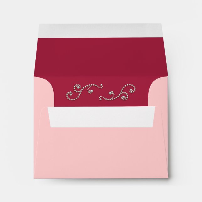 Ruby Red, Pink and Pearls RSVP Envelope (Back (Bottom))