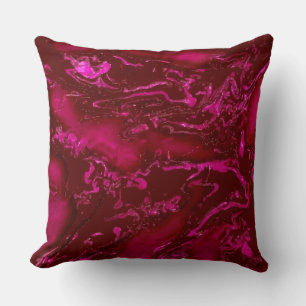 Ruby red pink black abstract swirls cushion