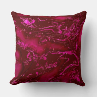 Ruby red pink black abstract swirls cushion