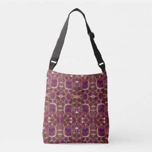 Ruby Red Pink Gold Gemstone Pattern Elegant Chic Crossbody Bag