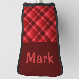 Ruby Red Plaid Monogram Golf Head Putter Cover