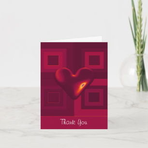 Ruby Red Puffy Heart Thank You Card