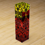 RUBY RED RIBBON, BLACK GOLD ART NOUVEAU DAMASK WINE GIFT BOX<br><div class="desc">Elegant gold yellow gift box with vibrant 3D red ruby gemstone , classy, unique Art Nouveau damask, easily customisable with your text for wedding wine, nuptial gift , sweet 16, baby showers, bridal showers, quinceanera birthday parties, Bat Mitzvah, romantic engagement showers, Christmas, , holiday , office , family reunions ,...</div>