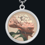 Ruby Red Rose with White Accents Silver Plated Necklace<br><div class="desc">A Chariklia Zarris original,  this ruby red rose stretches towards a light illuminating its petals. Is it the sun shining on the rose,  or an artificial light? A great piece with which to start your art collection!</div>