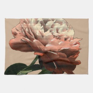 Ruby Red Rose with White Accents Tea Towel