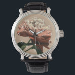 Ruby Red Rose with White Accents Watch<br><div class="desc">A Chariklia Zarris original,  this ruby red rose stretches towards a light illuminating its petals. Is it the sun shining on the rose,  or an artificial light? A great piece with which to start your art collection!</div>