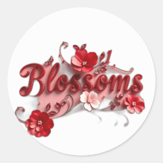 Ruby Red Script Blossoms Classic Round Sticker
