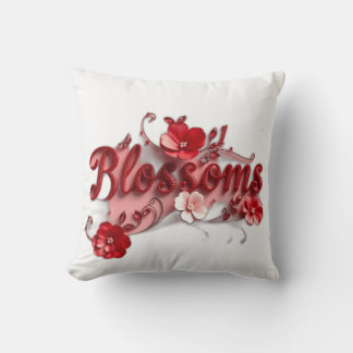 Ruby Red Script Blossoms Cushion