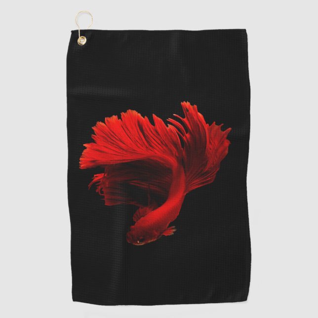 Ruby Red Siamese Fighting Fish Golf Towel (Front)