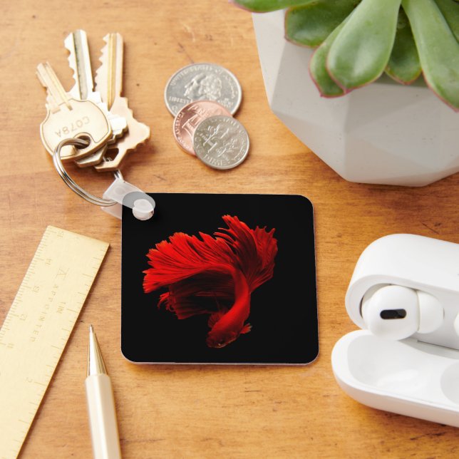 Ruby Red Siamese Fighting Fish Key Ring (Desk)