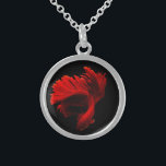 Ruby Red Siamese Fighting Fish Sterling Silver Necklace<br><div class="desc">Amazing deep reds of a tropical Siamese Fighting Fish</div>