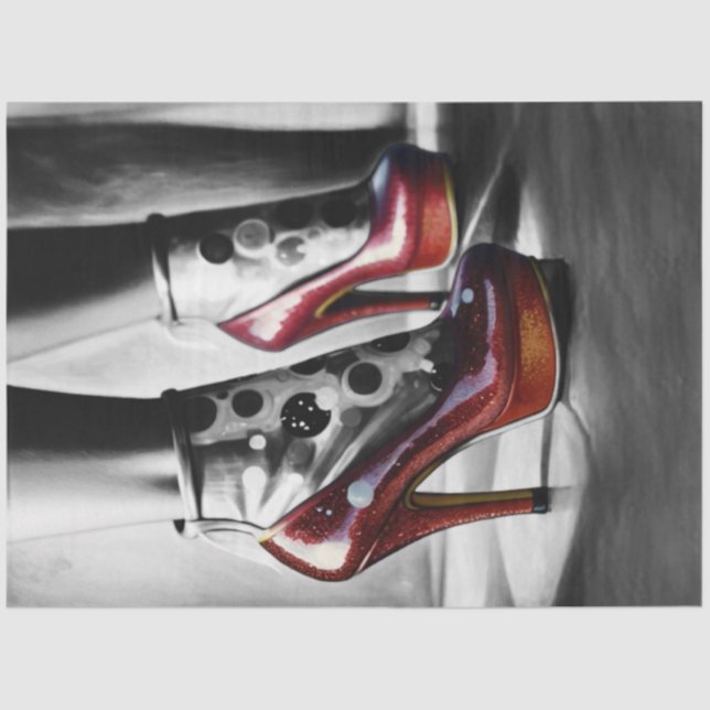 Ruby Red Slippers Monochromatic Decoupage Paper (Front)