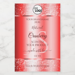 Ruby Red Soft Glitter Product Labels Monogram Logo