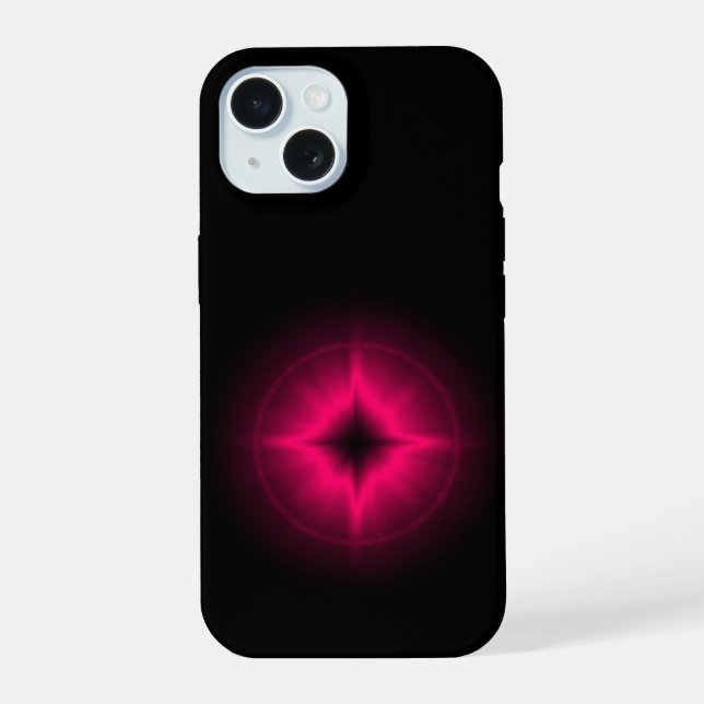 Ruby Red Star on black iPhone 15 Case (Back)