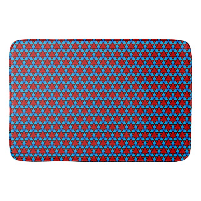 Ruby red stars on turquoise Bath Mat (Front)